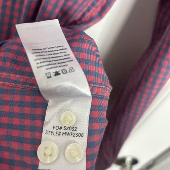 Faherty Men's Movement™ Shirt - Blue Rose Gingham Plaid size small preppy work - Picture 14 of 14